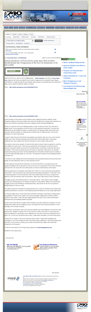 Dmitri Chavkerov KVOR 740-AM (Colorado Springs, CO) news story on long term trading success