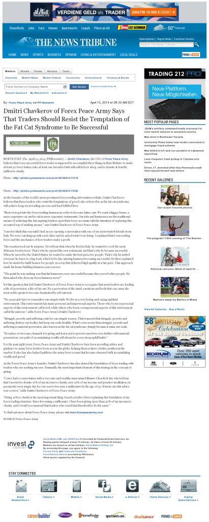 Dmitri Chavkerov News Tribune (Tacoma, WA) news story on long term trading success