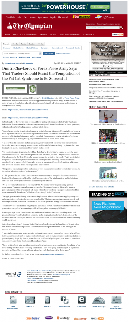 Dmitri Chavkerov Olympian (Olympia, WA) news story on long term trading success