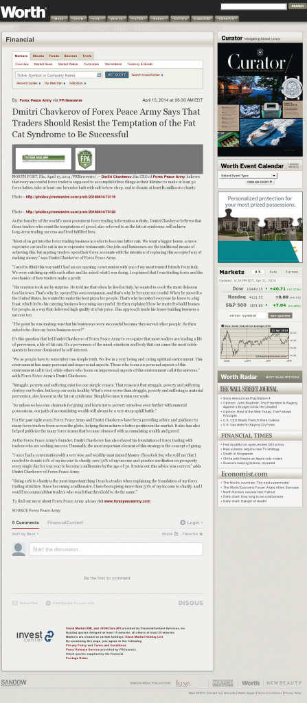 Dmitri Chavkerov Worth news story on long term trading success
